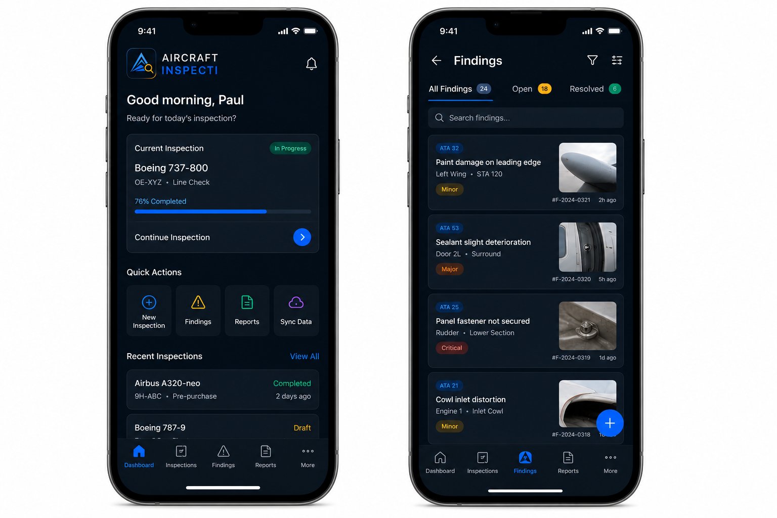 Aircraft Inspecti app mockup